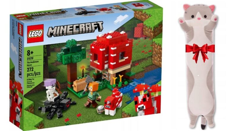 21179 LEGO Minecraft grybų namas ir pliušinė pagalvė Katė