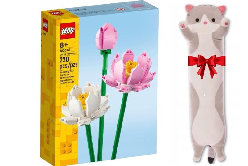 40647 LEGO® Creator Lotus Flowers rinkinys ir pliušinė pagalvė Katė