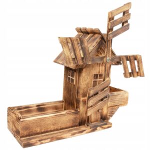 Dekoracija vėjo malūnas Wicker house 53 cm  medinė sodo dekoracija