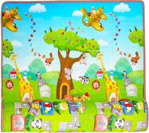 dvipusiszaidimukilimelislinksmigyvunai180x150cme6beareference2jpg belsilt Dvipusis žaidimų kilimėlis Linksmi Gyvūnai 180x150 cm belsilt