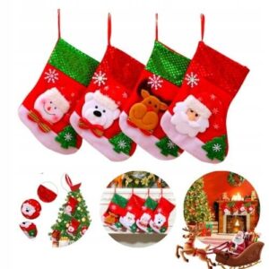 Kalėdinės pakabinamos kojinės 4 vnt. – šventinė dekoracija