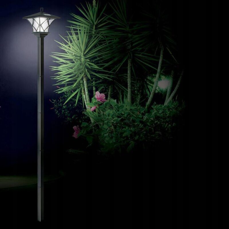 LED Saulės sodo lempa 138 cm juoda - Image 2