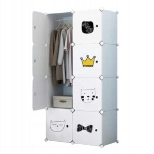 Spinta MuvuHome 74x147x47 cm balta – funkcionali vaikų spinta