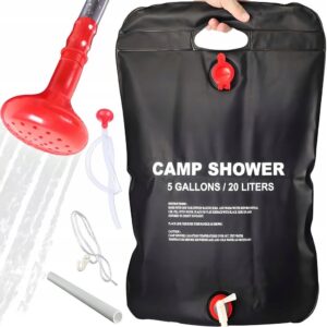 Turistinė 20L sulankstoma pakabinama vandens talpa-dušas, juodas