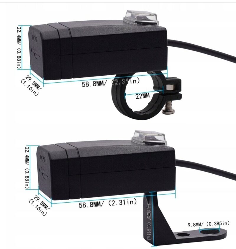 USB įkroviklis motociklui, dviejų lizdų, 1 vnt. - Image 2