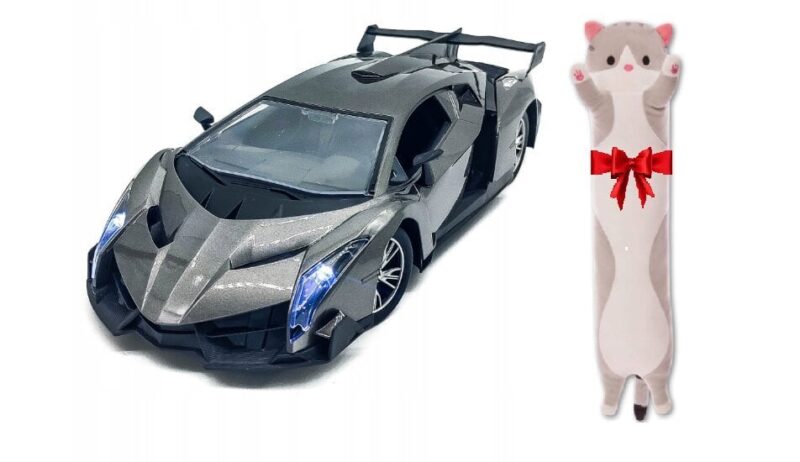Vaikiškas lenktyninis automobilis su vairu RC NR1 ir pagalvė Katė 50cm