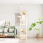 Draskyklė katėms iki lubų vidaXL, kreminės spalvos, 277–303 cm, Kreminė