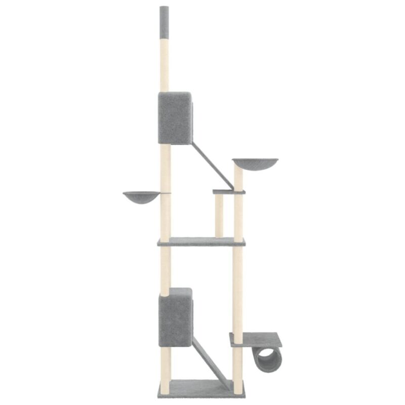 Draskyklė katėms iki lubų vidaXL, šviesiai pilkos spalvos, 277–303 cm, Pilka - Image 3