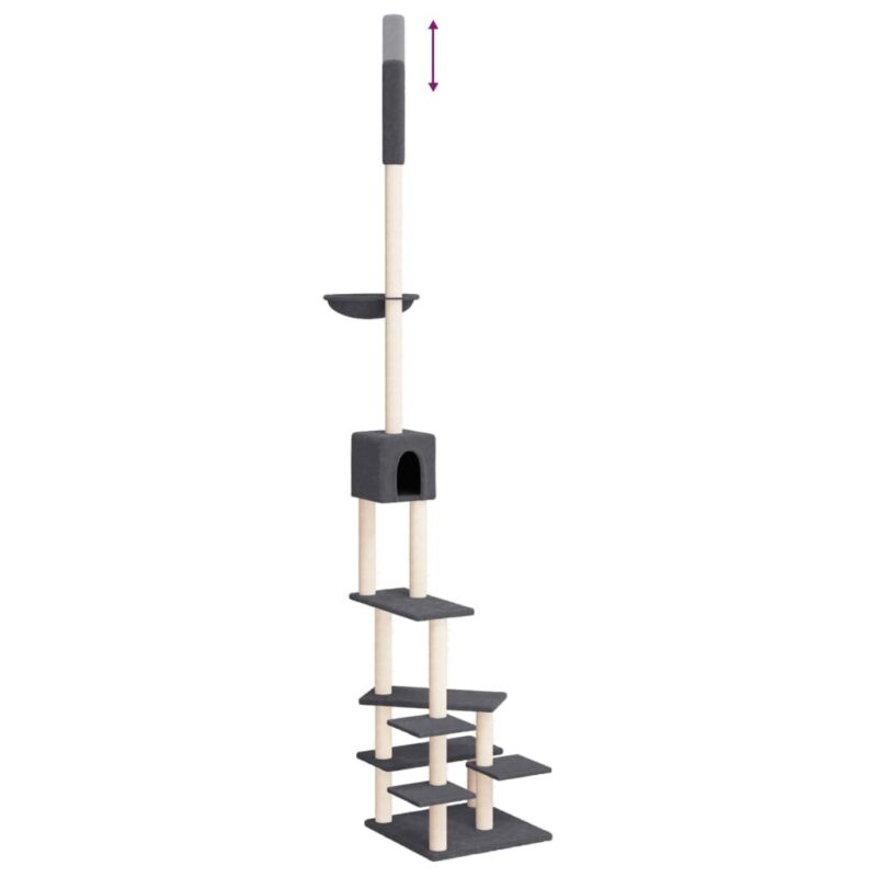 Draskyklė katėms iki lubų vidaXL, tamsiai pilka, 268.5–294.5 cm - Image 3
