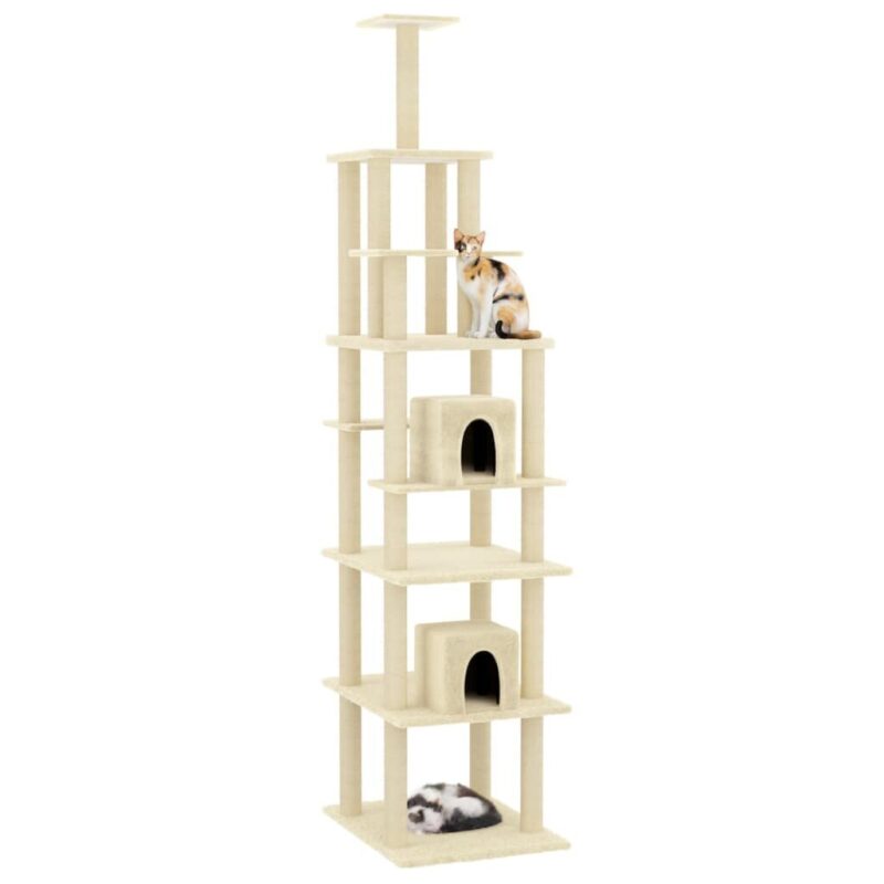Draskyklė katėms su stovais iš sizalio, kreminės spalvos, 216cm - Image 3