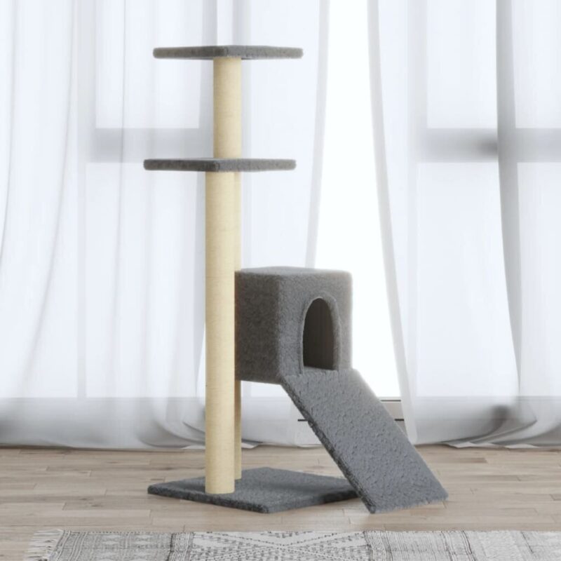 Draskyklė katėms su stovais iš sizalio, šviesiai pilka, 92cm, Pilka - Image 3