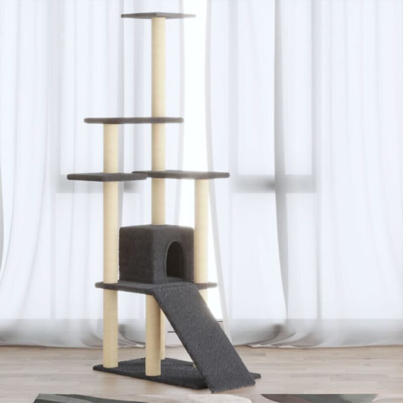 Draskyklė katėms su stovais iš sizalio, tamsiai pilka, 155cm, Pilka - Image 3