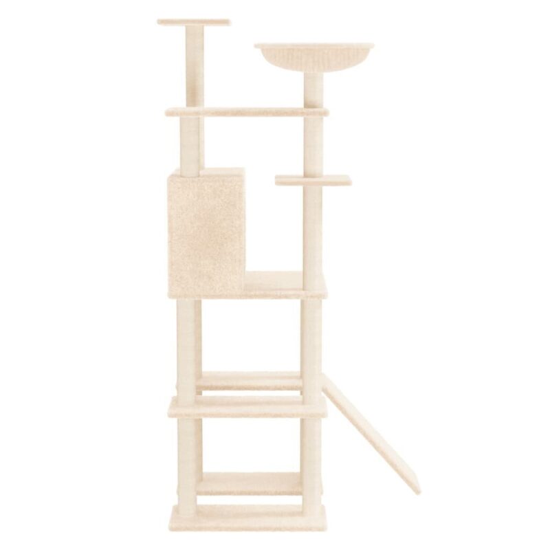 Draskyklė katėms su stovais iš sizalio vidaXL, kreminės spalvos, 166 cm - Image 2
