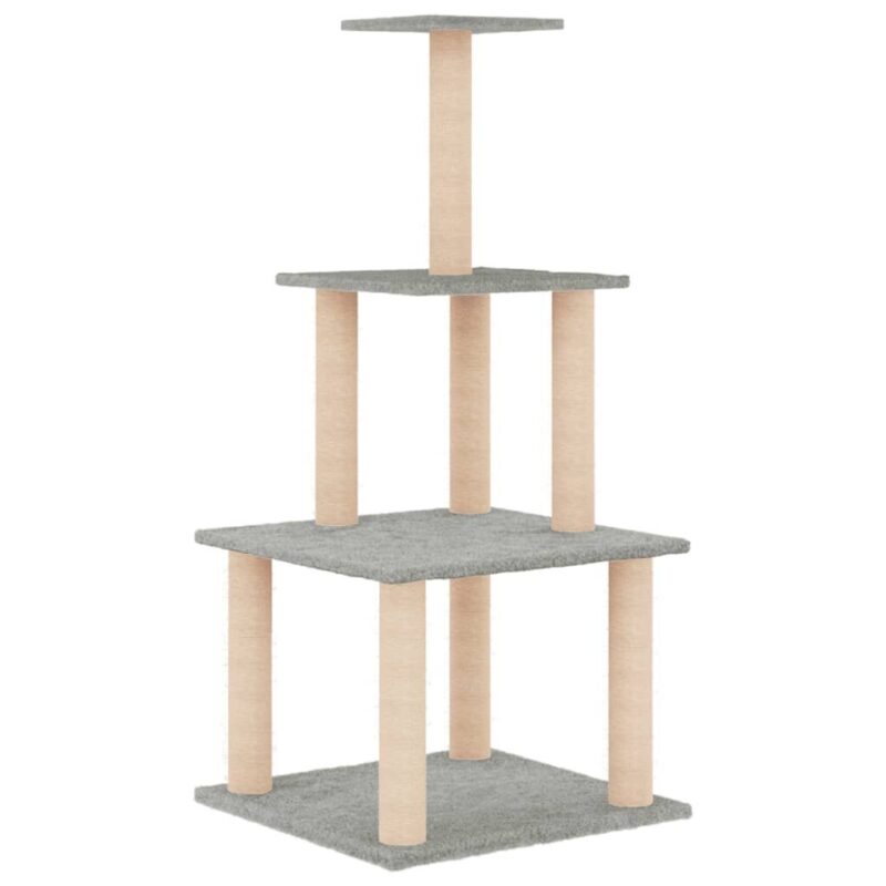 Draskyklė katėms su stovais iš sizalio vidaXL, šviesiai pilka, 111cm - Image 4