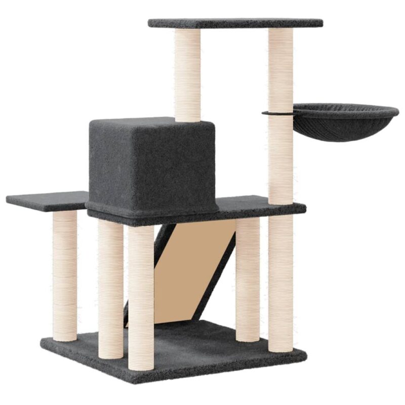 Draskyklė katėms su stovais iš sizalio vidaXL, tamsiai pilka, 82 cm - Image 4