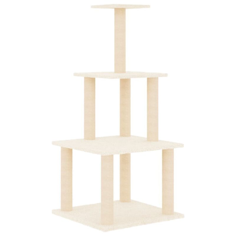 Draskyklė katėms su stovais iš sizalio vidaXL, smėlio splavos, 111cm - Image 4