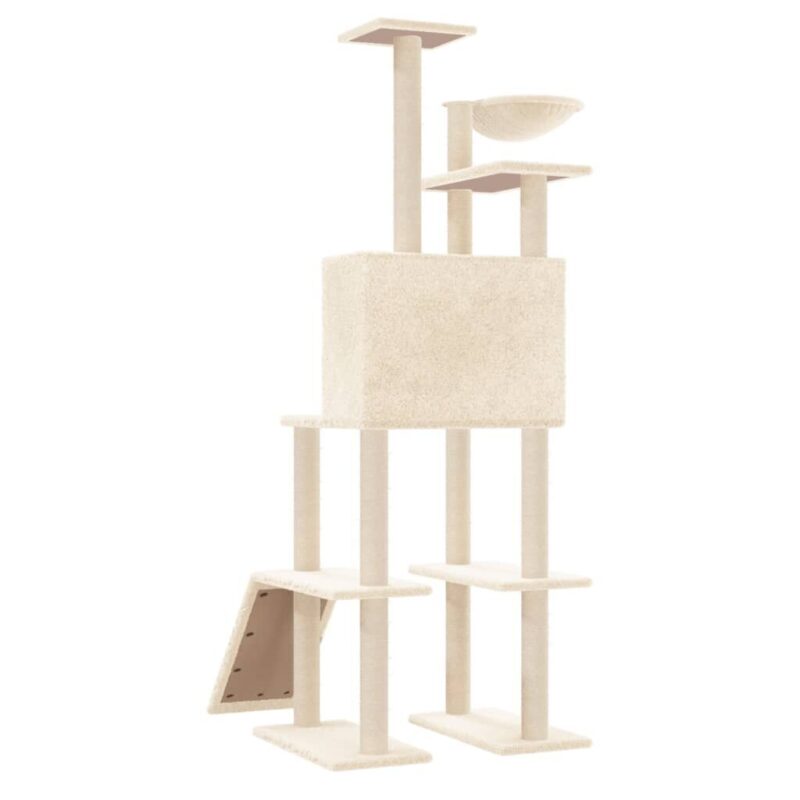 Draskyklė katėms su stovais iš sizalio vidaXL, kreminės spalvos, 166 cm - Image 3