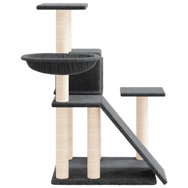 Draskyklė katėms su stovais iš sizalio vidaXL, tamsiai pilka, 82 cm - Image 3