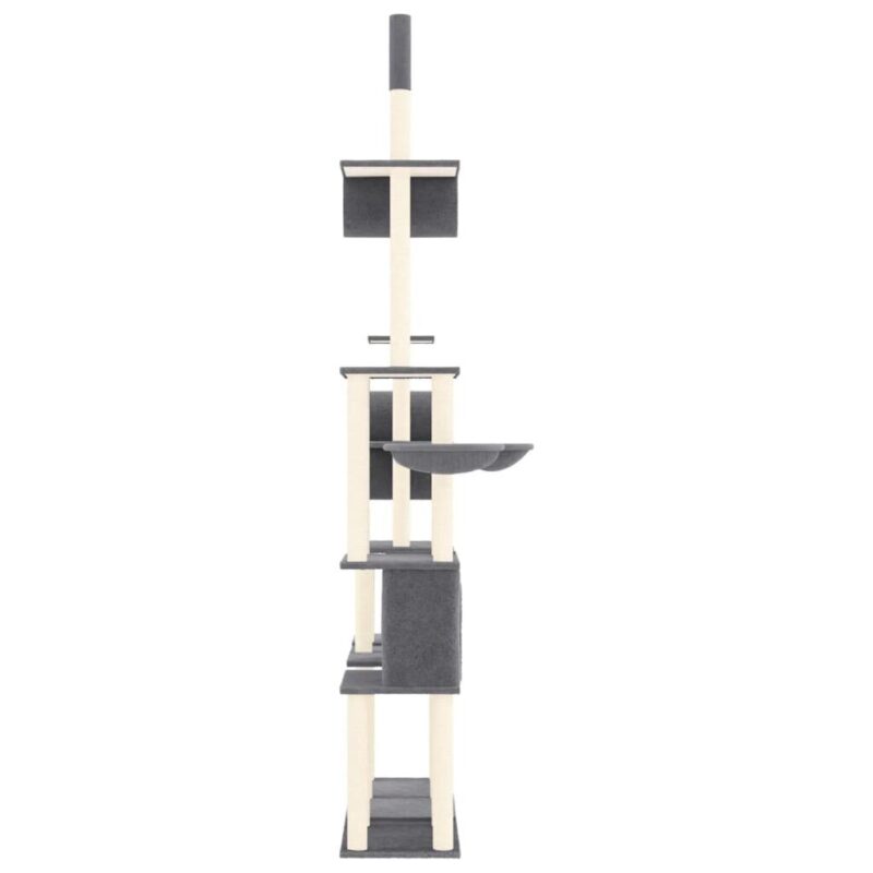 Draskyklė katėms su stovais iš sizalio vidaXL, 279cm, pilka - Image 4