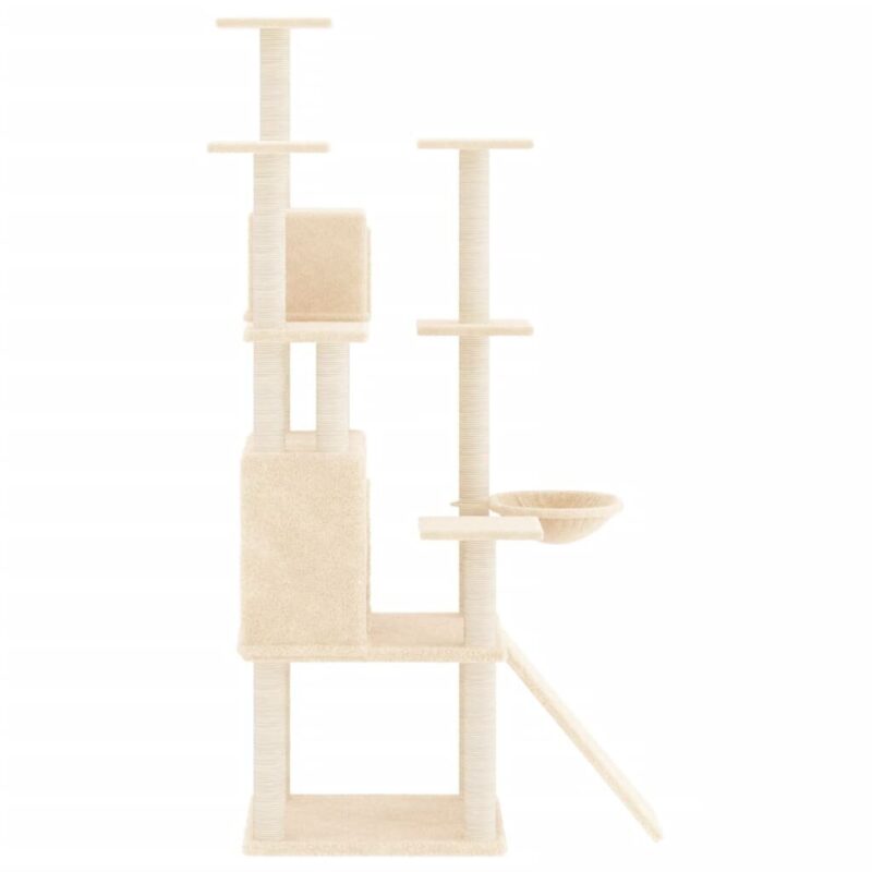 Draskyklė katėms su stovais iš sizalio vidaXL, kreminės spalvos, 154 cm, Kreminė - Image 3