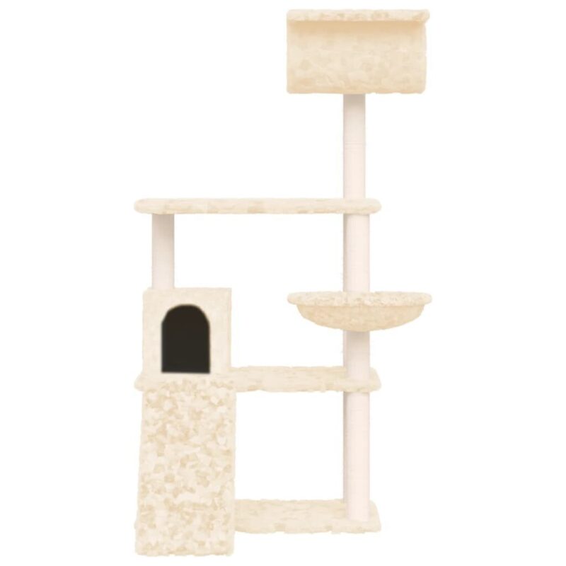 Draskyklė katėms su stovais iš sizalio vidaXL, kreminės spalvos, 131 cm, Kreminė - Image 3