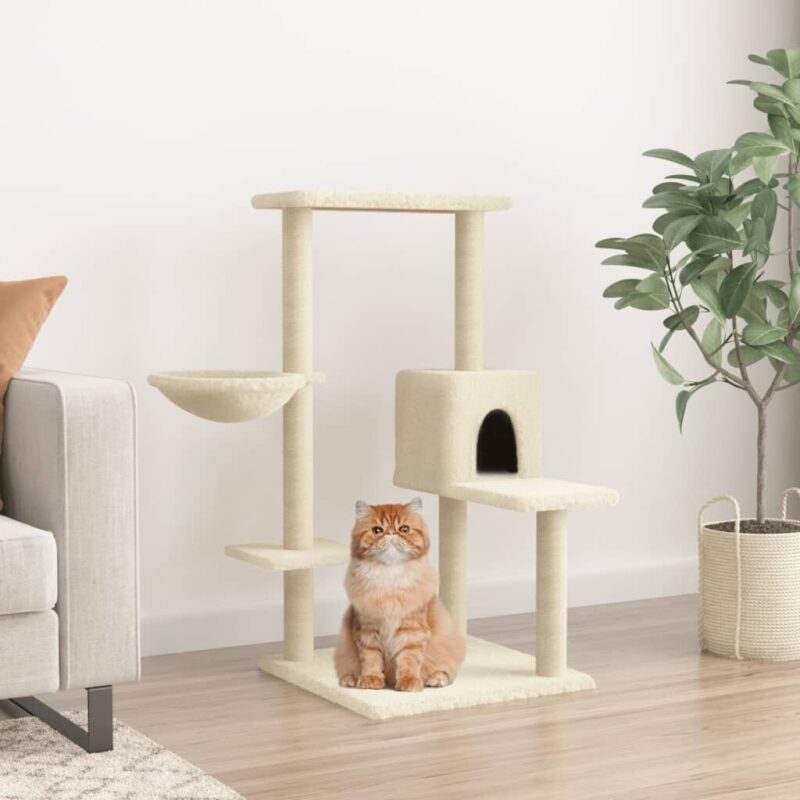Draskyklė katėms su stovais vidaXL, smėlinė, 95cm - Image 2