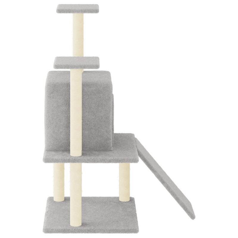 Draskyklė katėms su stovais vidaXL, šviesiai pilka, 110cm - Image 4