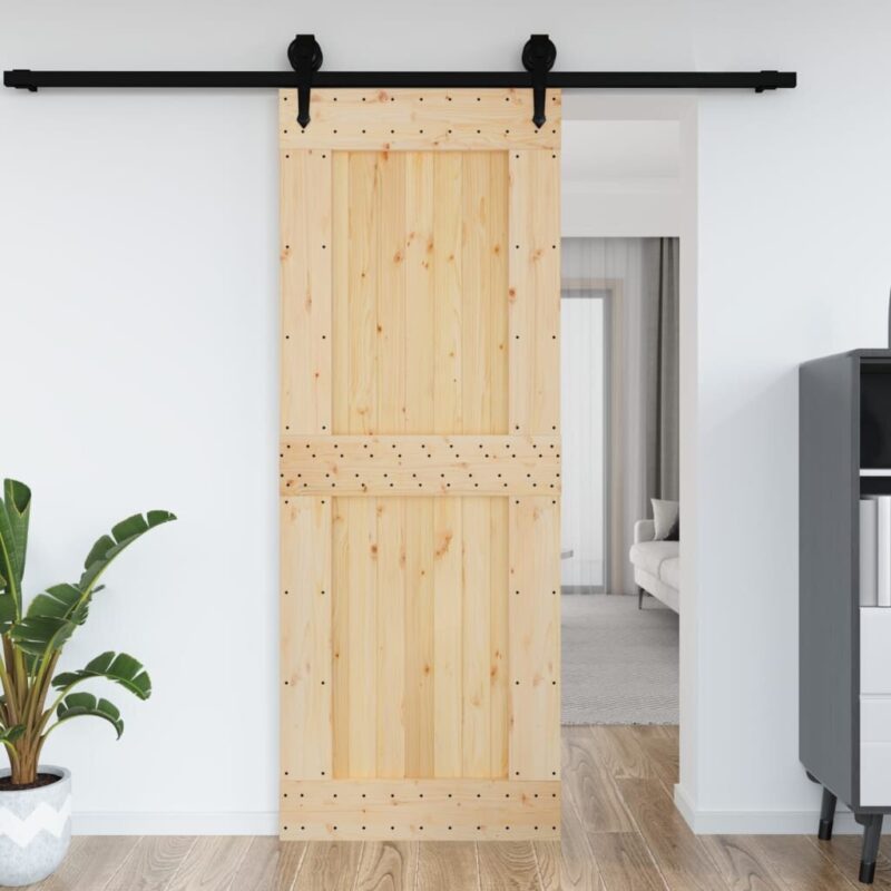 Universalios durys, 85x210cm, pušies medienos masyvas - Image 2