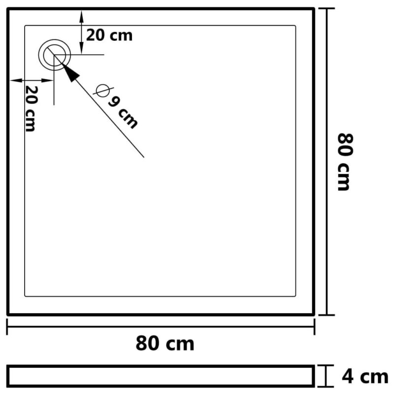 Dušo padėklas, 80x80x4cm, baltas - Image 3