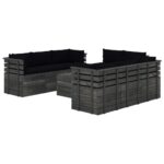 Lauko baldų komplektas iš paletės 9 dalių juodas