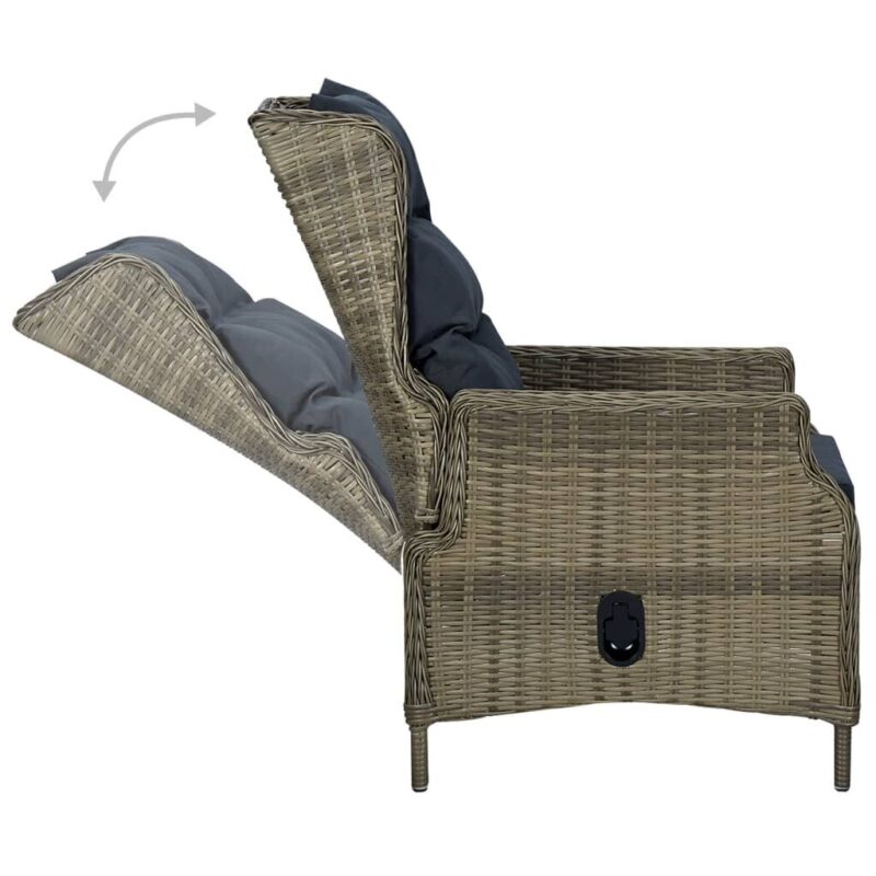 Lauko baldų komplektas su pagalvėmis, 7 dalių, Ruda - Image 7