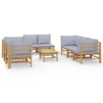 Lauko baldų komplektas vidaXL bambuko rudas pilkas  patogus poilsis