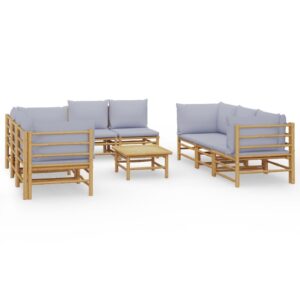 Lauko baldų komplektas vidaXL bambuko rudas pilkas  patogus poilsis