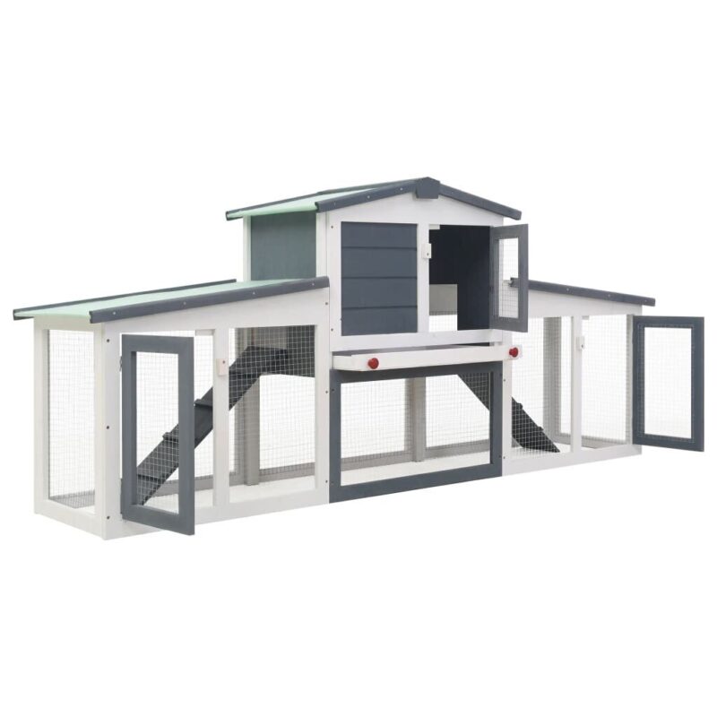 Lauko narvas triušiams, pilkas/baltas, 204x45x85cm, mediena - Image 3