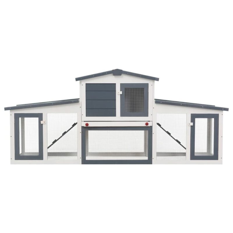 Lauko narvas triušiams, pilkas/baltas, 204x45x85cm, mediena - Image 4