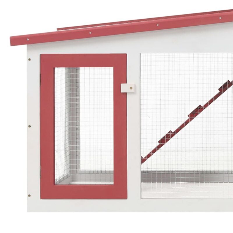 Lauko narvas triušiams, raudonas/baltas, 204x45x85cm, medis - Image 4