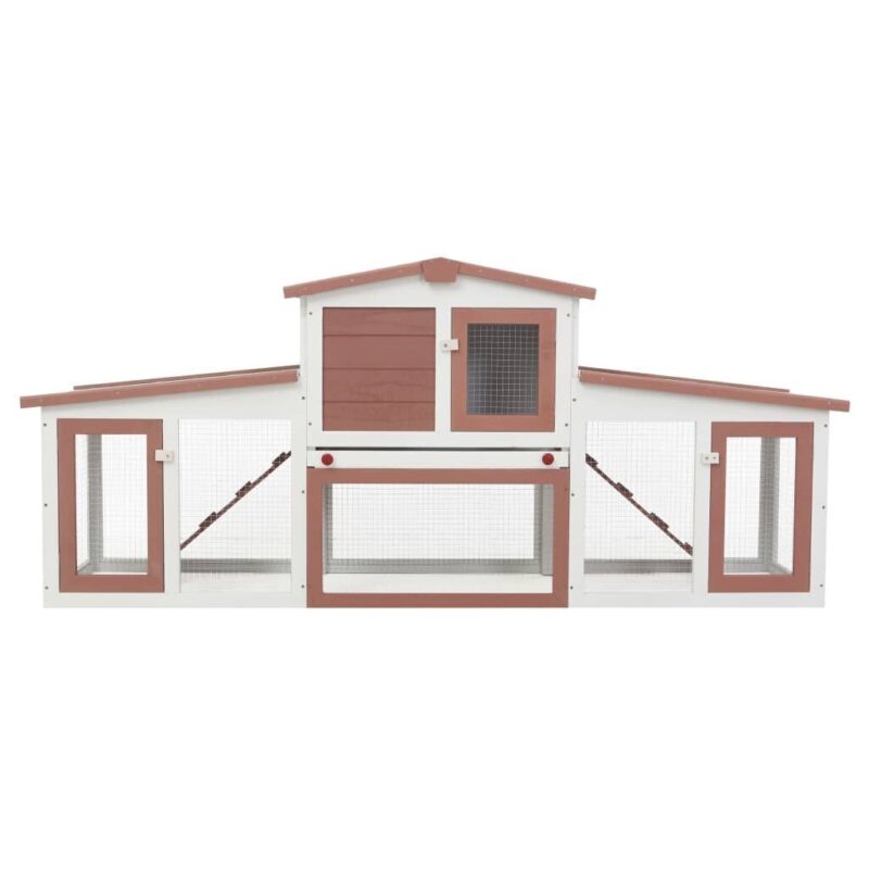 Lauko narvas triušiams, rudas/baltas, 204x45x85cm, mediena - Image 3