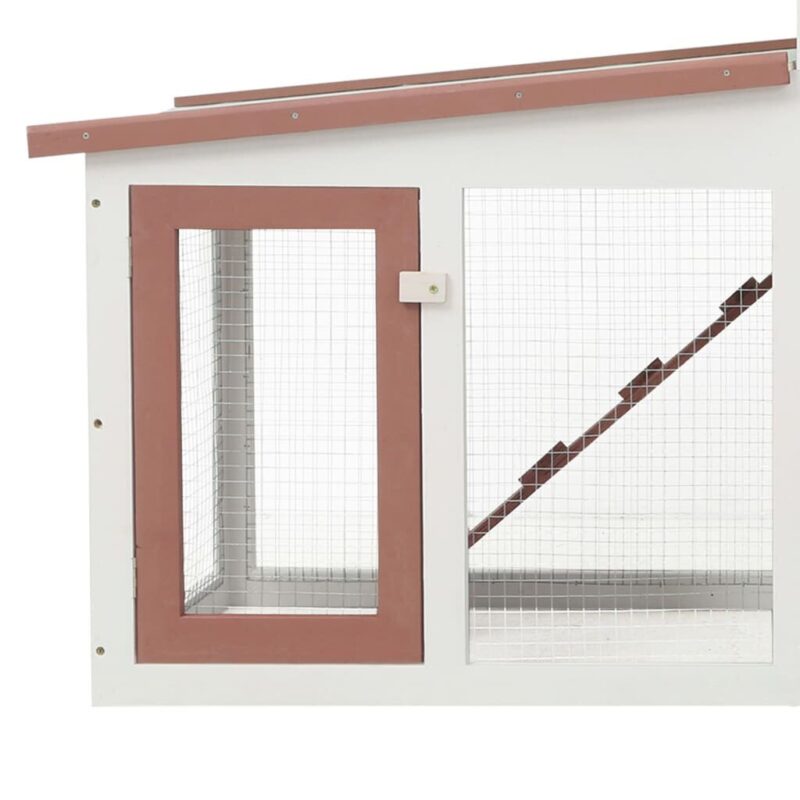 Lauko narvas triušiams, rudas/baltas, 204x45x85cm, mediena - Image 4