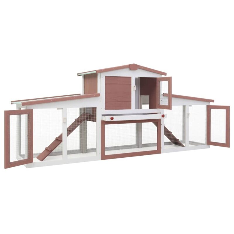 Lauko narvas triušiams, rudas/baltas, 204x45x85cm, mediena - Image 2