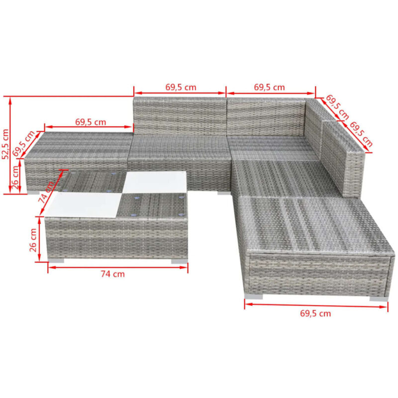 Lauko sofos komplektas, pilkas, Pilka - Image 4