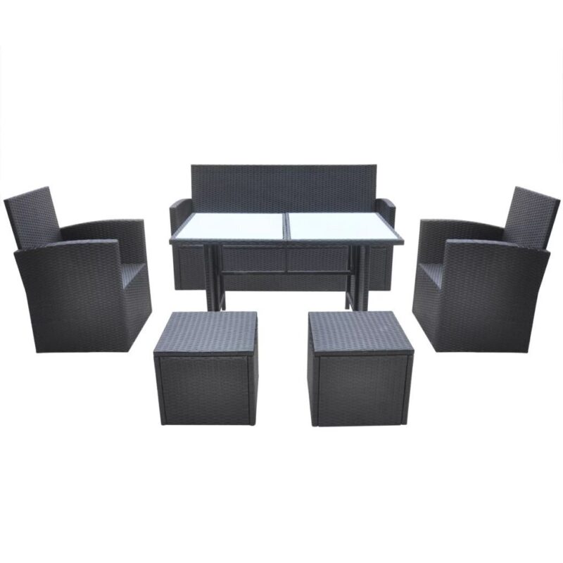 Lauko valgomojo komplektas, juodas, baltas, Juoda - Image 3