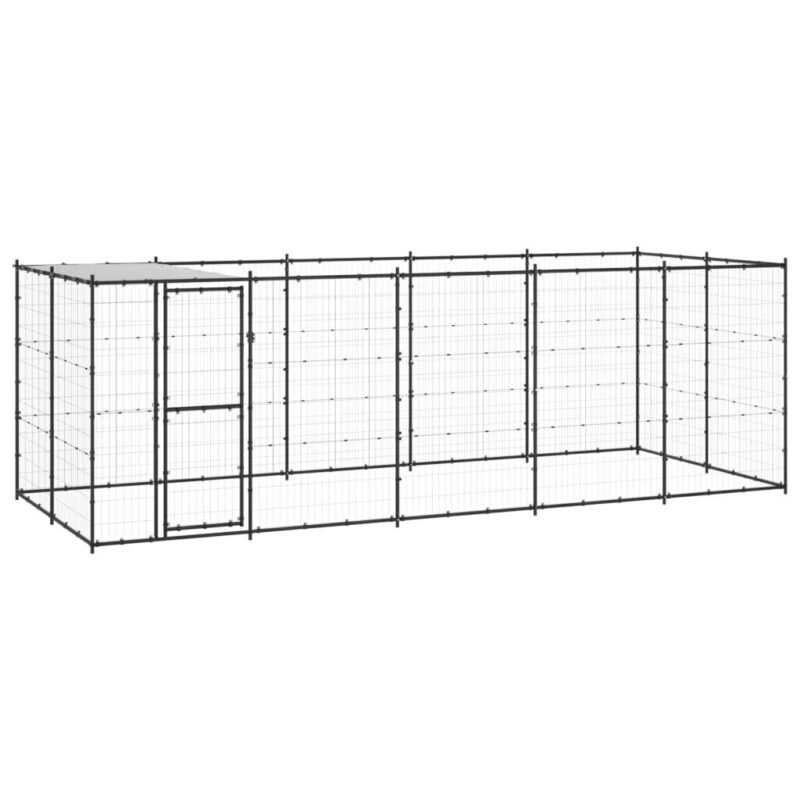 Lauko voljeras šunims, įvairių dydžių, juodas/pilkas, 12,1 m²