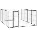 Lauko voljeras šunims vidaXL, juodas, 14,52m²