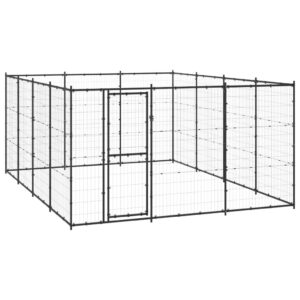 Lauko voljeras šunims vidaXL, juodas, 14,52m²