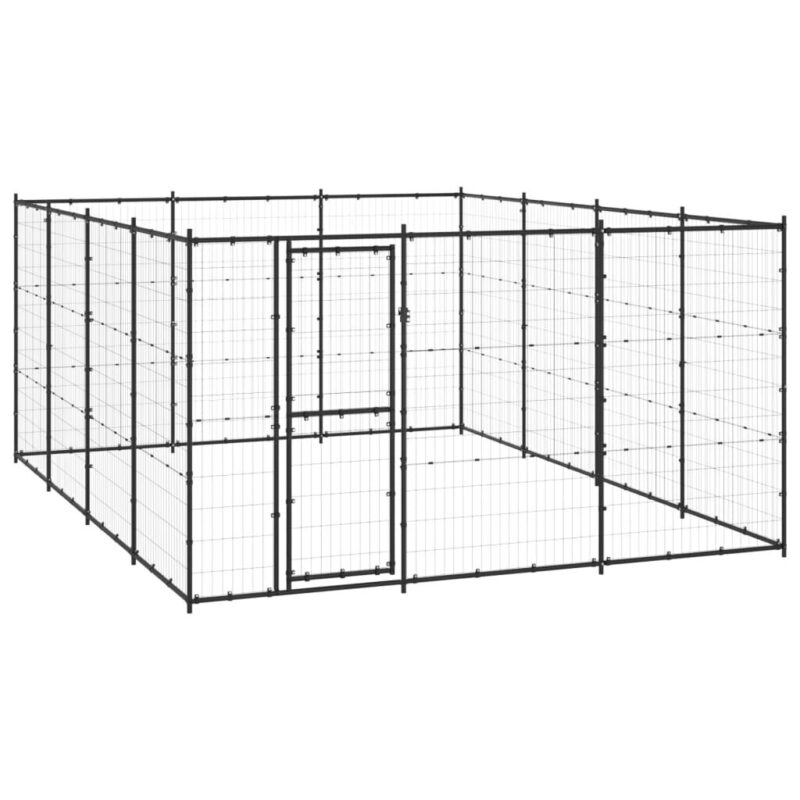 Lauko voljeras šunims vidaXL, juodas, 14,52m²