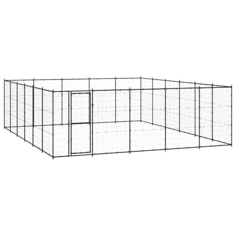 Lauko voljeras šunims vidaXL, juodas, 36,3m²