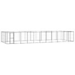 Lauko voljeras šunims vidaXL, juodas, 53,24m²