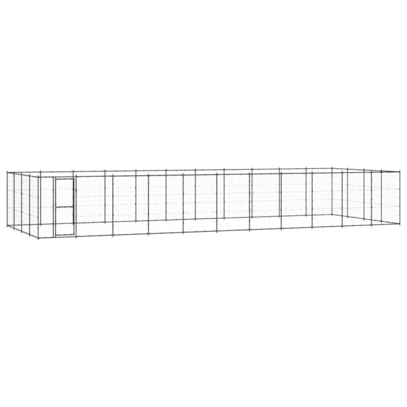 Lauko voljeras šunims vidaXL, juodas, 53,24m²