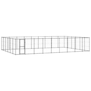 Lauko voljeras šunims vidaXL, juodas, 65,34m²