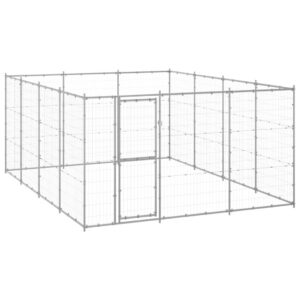 Lauko voljeras šunims vidaXL, sidabrinis, 14,52m²